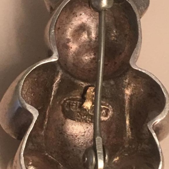 Sterling Silver .925 Teddy Bear Pin Brooch - Picture 4 of 6